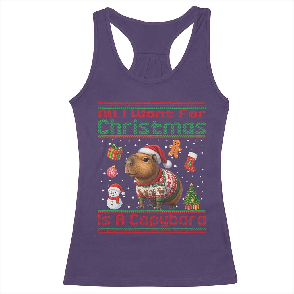 Funny Xmas Racerback Tank Top All I Want For Christmas Is A Capybara - Wonder Print Shop