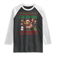 Funny Xmas Raglan Shirt All I Want For Christmas Is A Capybara - Wonder Print Shop
