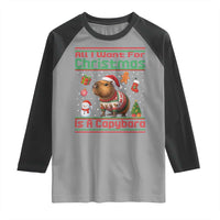 Funny Xmas Raglan Shirt All I Want For Christmas Is A Capybara - Wonder Print Shop