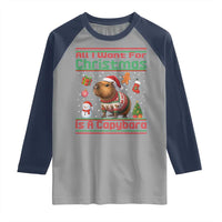 Funny Xmas Raglan Shirt All I Want For Christmas Is A Capybara - Wonder Print Shop