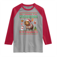 Funny Xmas Raglan Shirt All I Want For Christmas Is A Capybara - Wonder Print Shop