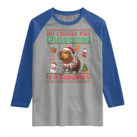 Funny Xmas Raglan Shirt All I Want For Christmas Is A Capybara - Wonder Print Shop