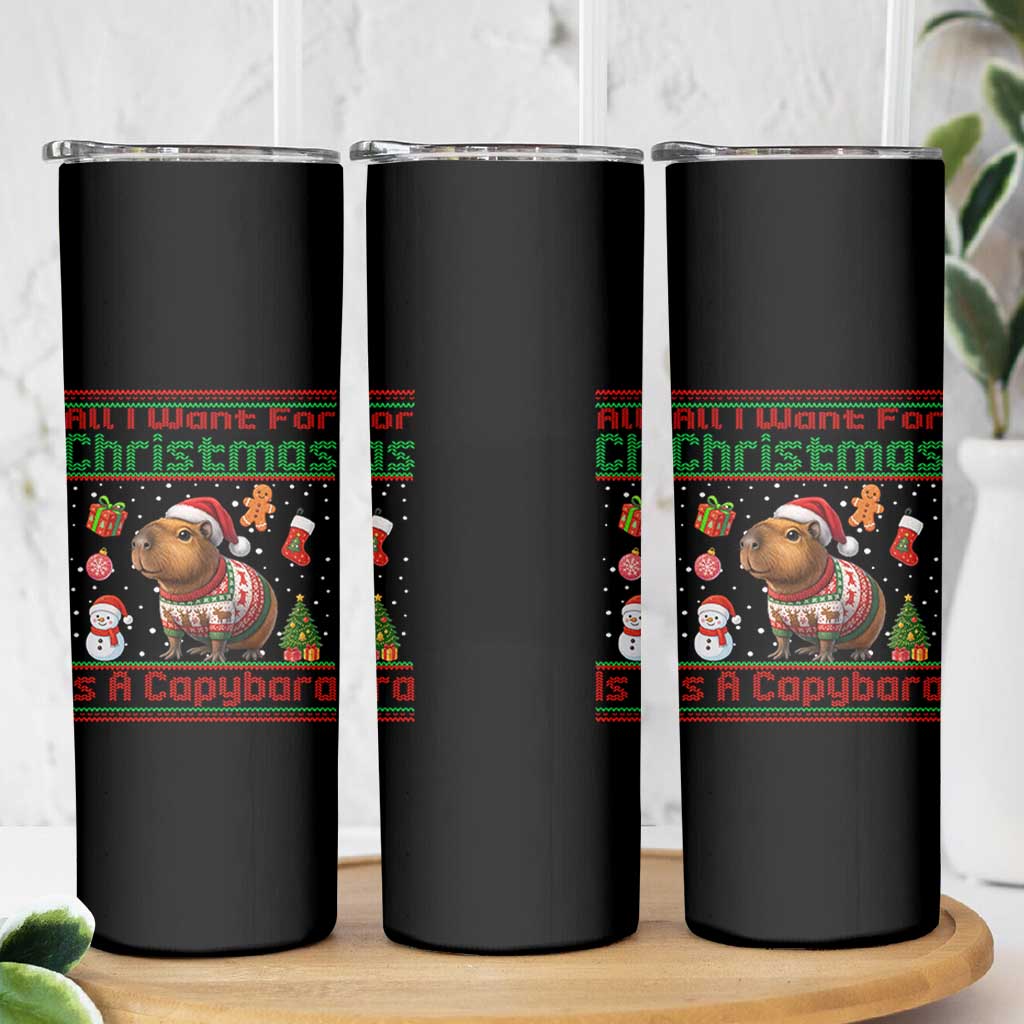 Funny Xmas Skinny Tumbler All I Want For Christmas Is A Capybara