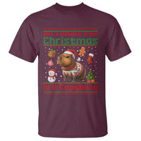 Funny Xmas T Shirt All I Want For Christmas Is A Capybara - Wonder Print Shop