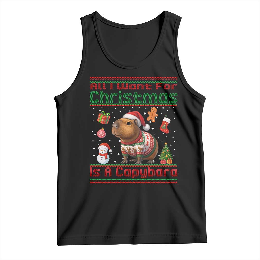Funny Xmas Tank Top All I Want For Christmas Is A Capybara - Wonder Print Shop