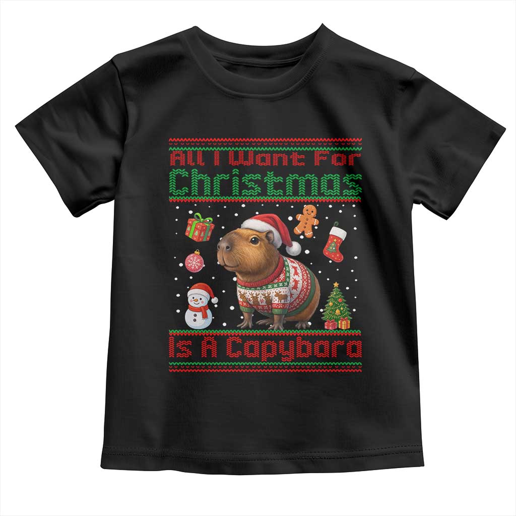 Funny Xmas Toddler T Shirt All I Want For Christmas Is A Capybara - Wonder Print Shop