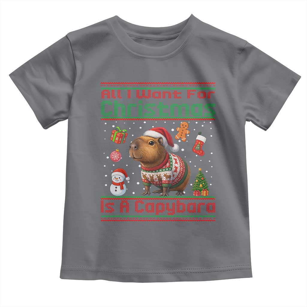 Funny Xmas Toddler T Shirt All I Want For Christmas Is A Capybara - Wonder Print Shop