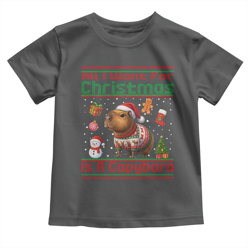 Funny Xmas Toddler T Shirt All I Want For Christmas Is A Capybara - Wonder Print Shop