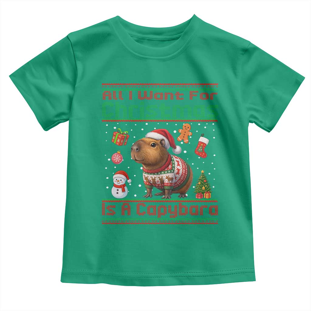 Funny Xmas Toddler T Shirt All I Want For Christmas Is A Capybara - Wonder Print Shop