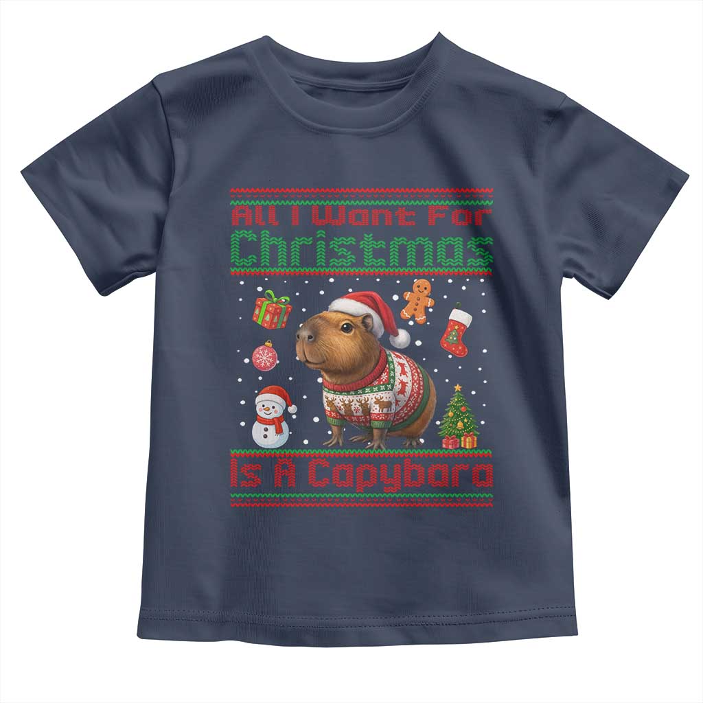 Funny Xmas Toddler T Shirt All I Want For Christmas Is A Capybara - Wonder Print Shop