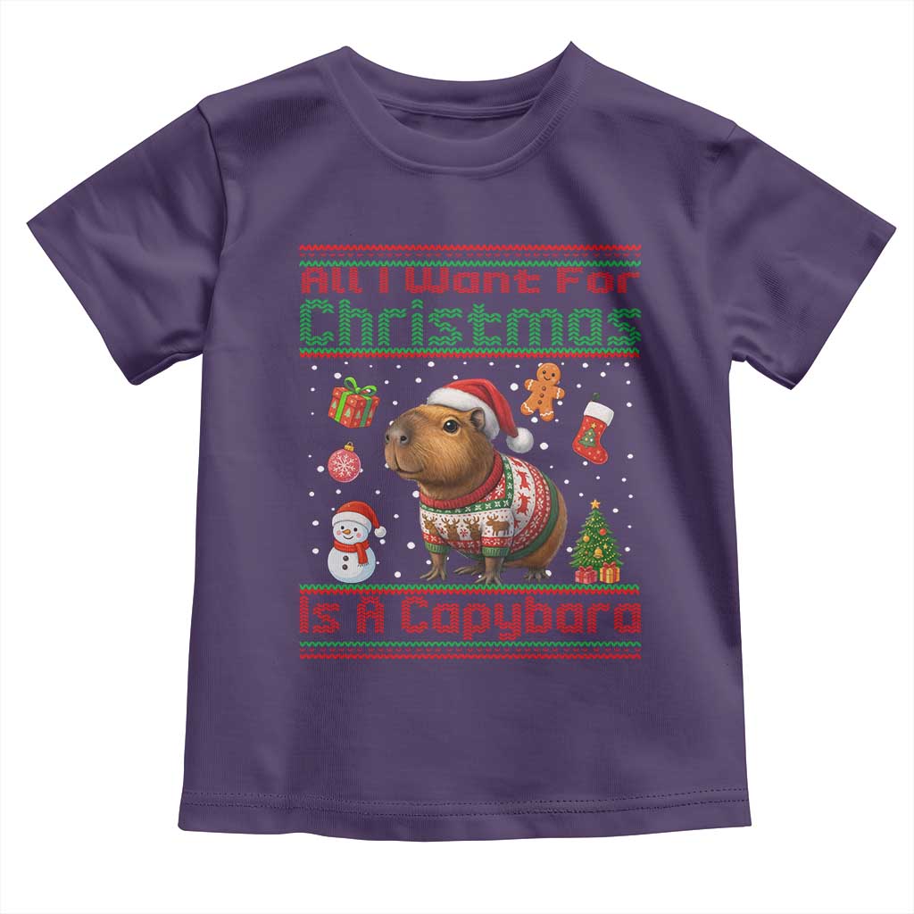 Funny Xmas Toddler T Shirt All I Want For Christmas Is A Capybara - Wonder Print Shop