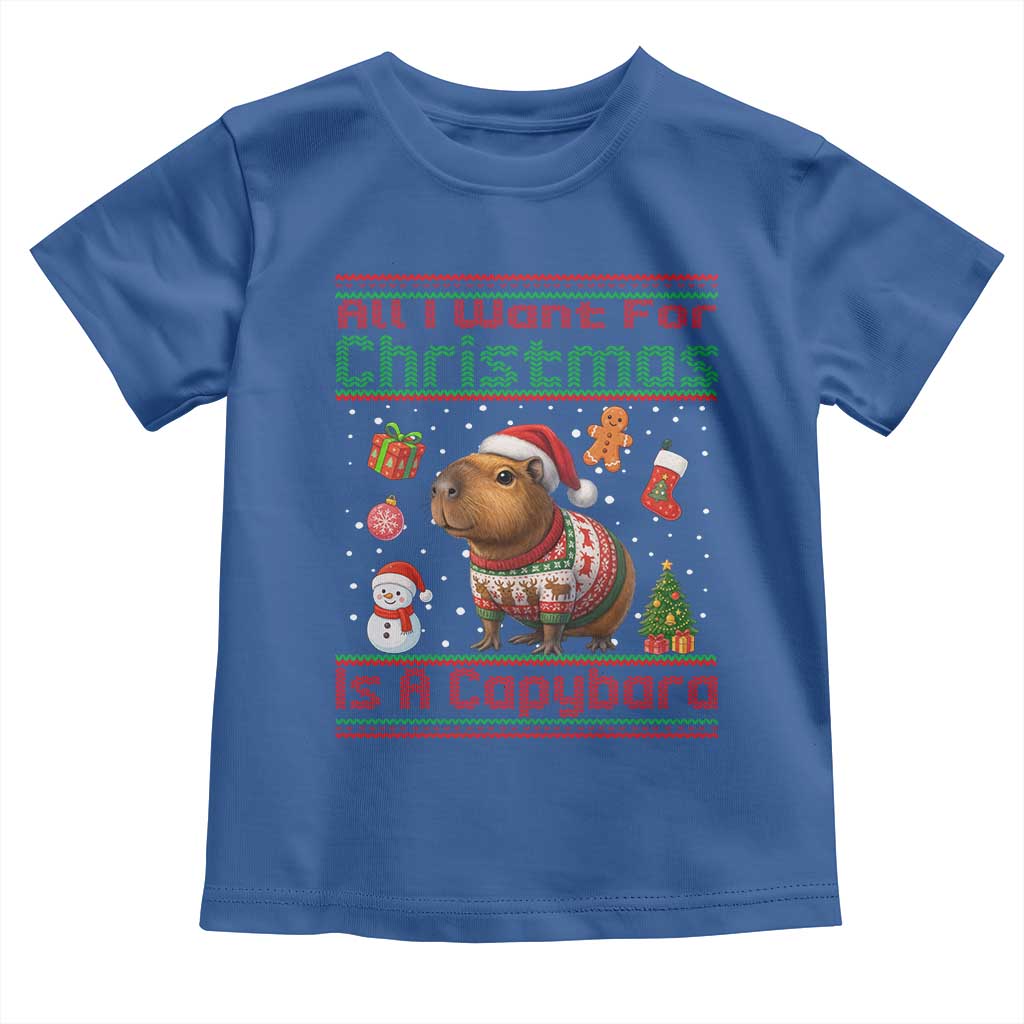 Funny Xmas Toddler T Shirt All I Want For Christmas Is A Capybara - Wonder Print Shop