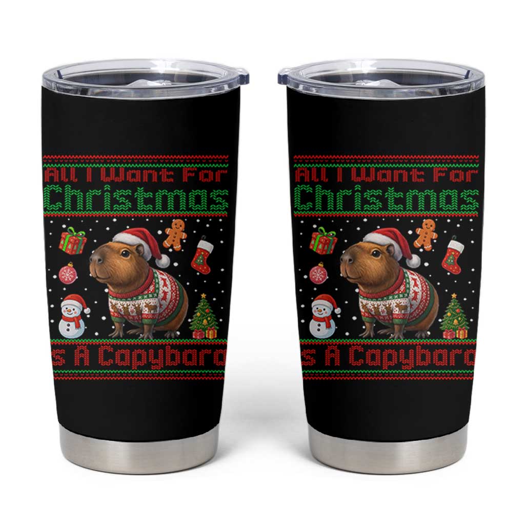Funny Xmas Tumbler Cup All I Want For Christmas Is A Capybara
