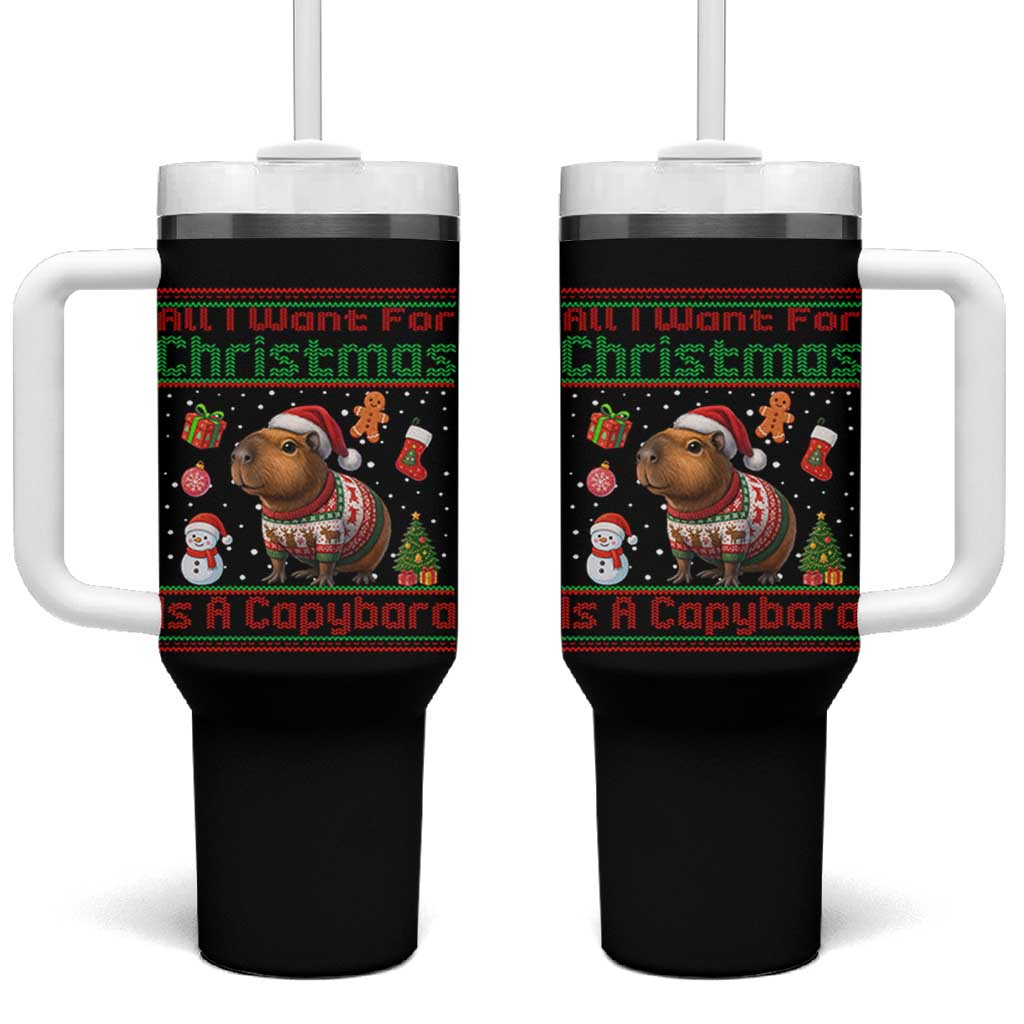 Funny Xmas Tumbler With Handle All I Want For Christmas Is A Capybara