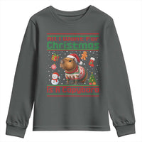 Funny Xmas Youth Sweatshirt All I Want For Christmas Is A Capybara - Wonder Print Shop