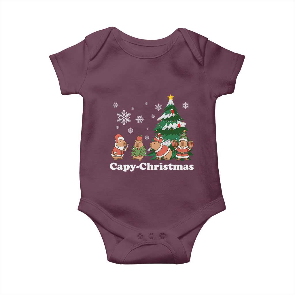 Christmas Capybara Baby Onesie Funny Capy Xmas Gift Idea - Wonder Print Shop