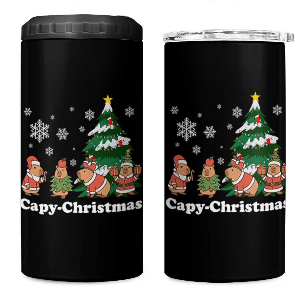 Christmas Capybara 4 in 1 Can Cooler Tumbler Funny Capy Xmas Gift Idea