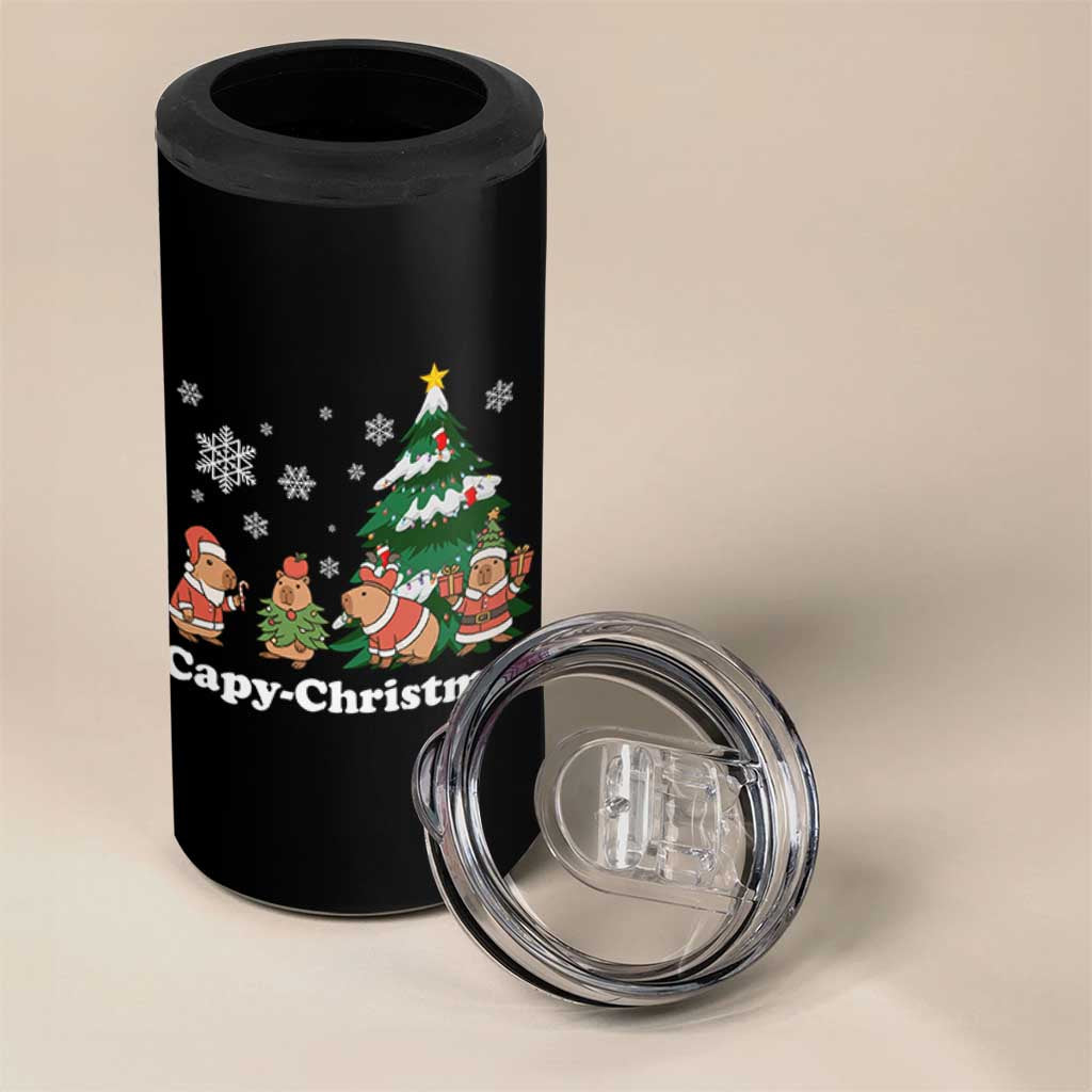 Christmas Capybara 4 in 1 Can Cooler Tumbler Funny Capy Xmas Gift Idea