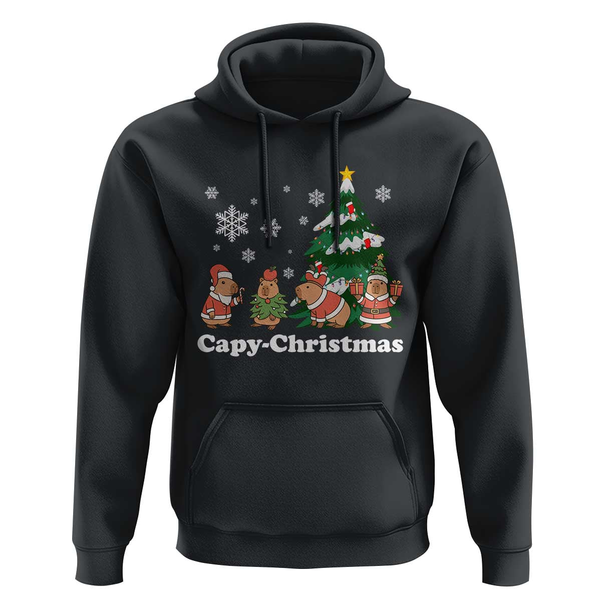 Christmas Capybara Hoodie Funny Capy Xmas Gift Idea - Wonder Print Shop