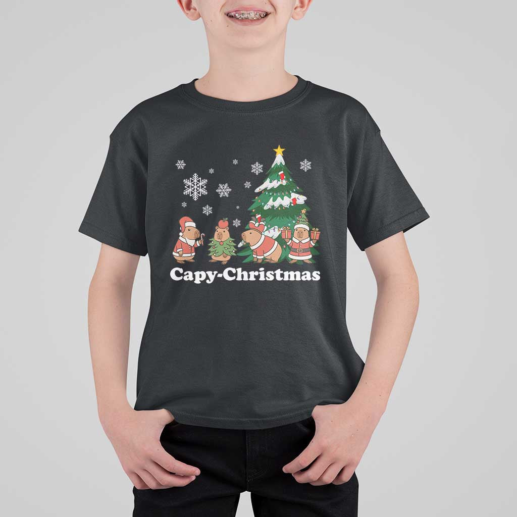 Christmas Capybara T Shirt For Kid Funny Capy Xmas Gift Idea - Wonder Print Shop