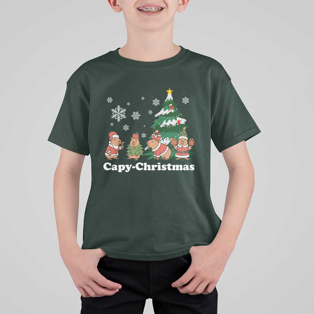 Christmas Capybara T Shirt For Kid Funny Capy Xmas Gift Idea - Wonder Print Shop