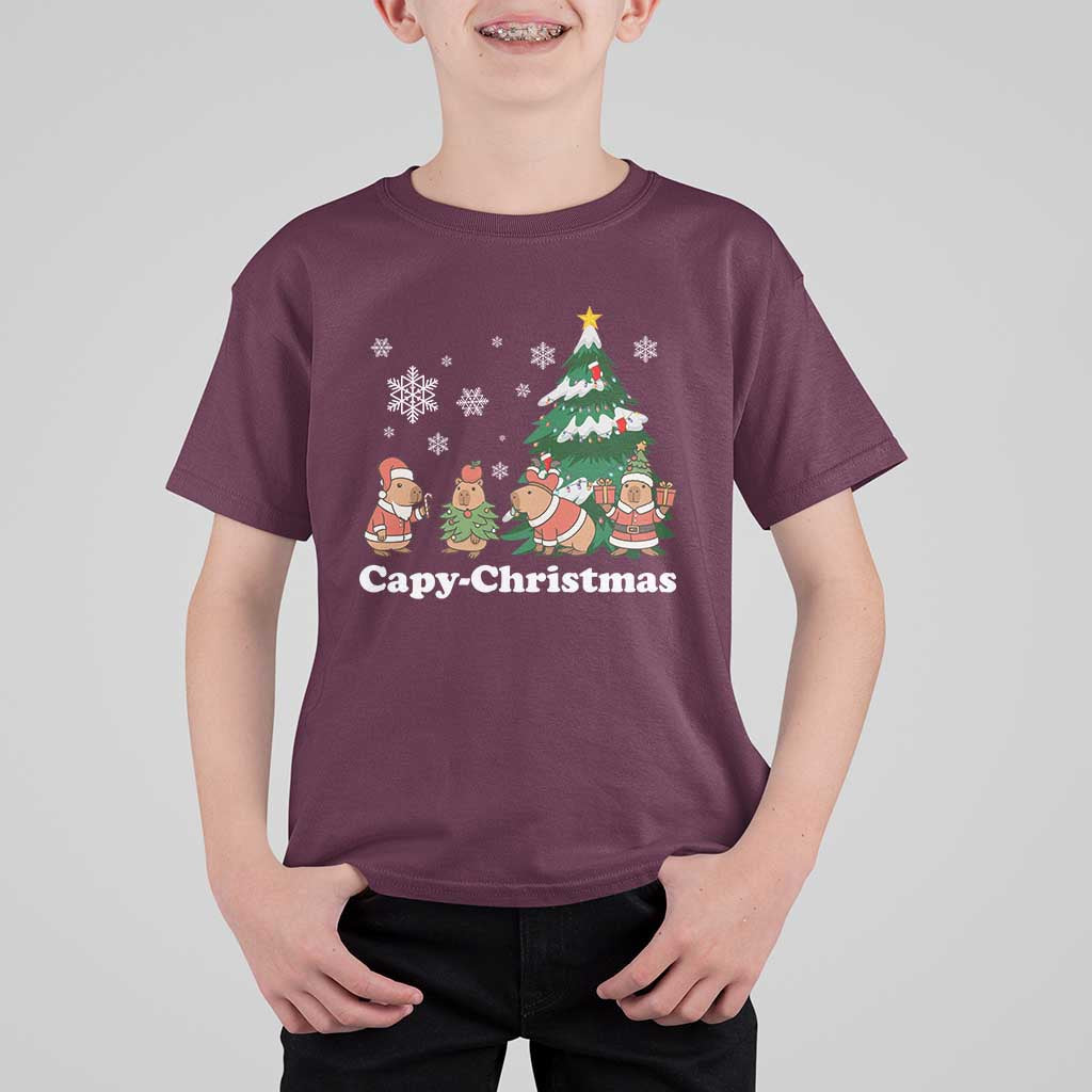 Christmas Capybara T Shirt For Kid Funny Capy Xmas Gift Idea - Wonder Print Shop