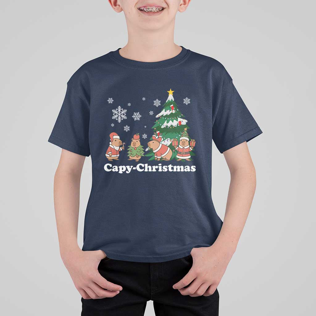 Christmas Capybara T Shirt For Kid Funny Capy Xmas Gift Idea - Wonder Print Shop