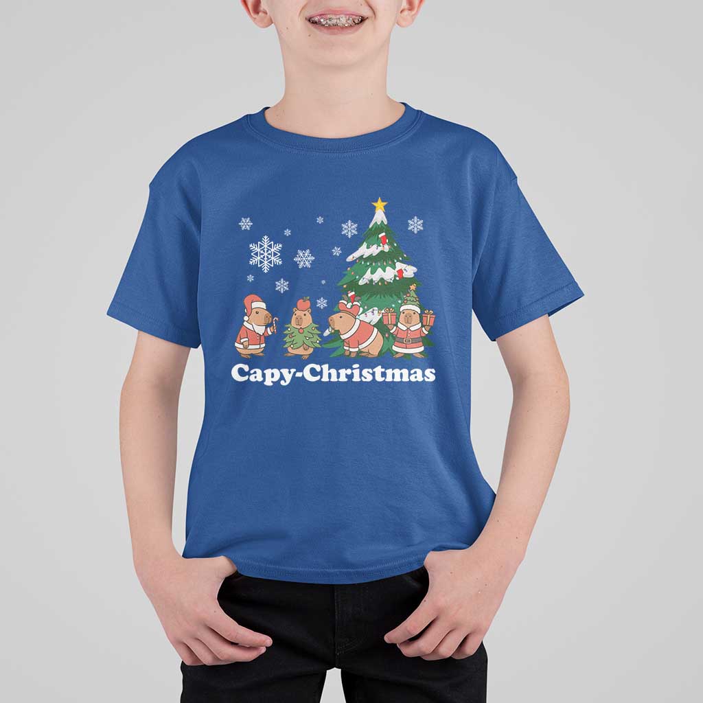 Christmas Capybara T Shirt For Kid Funny Capy Xmas Gift Idea - Wonder Print Shop