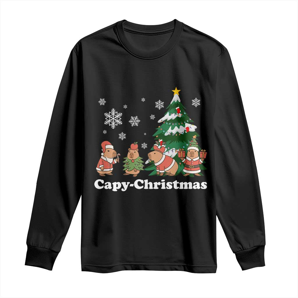 Christmas Capybara Long Sleeve Shirt Funny Capy Xmas Gift Idea - Wonder Print Shop