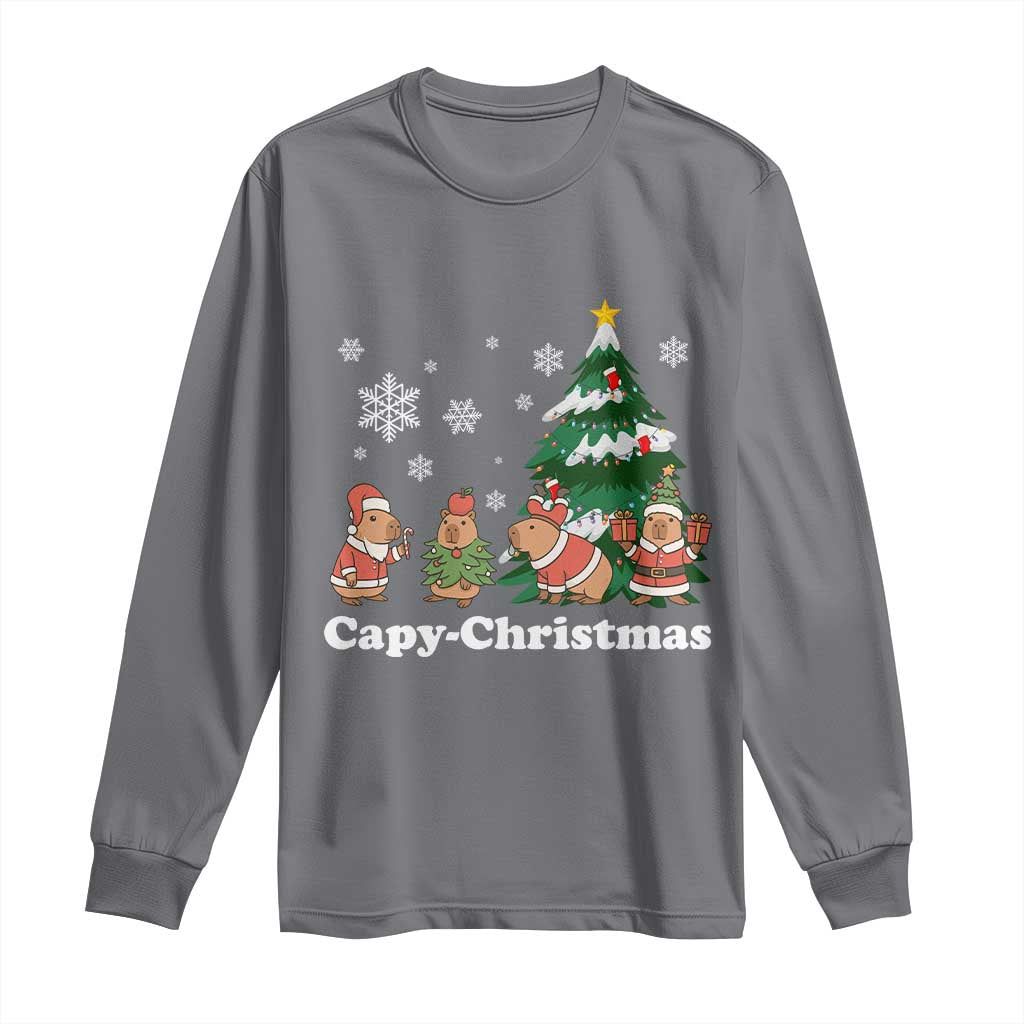 Christmas Capybara Long Sleeve Shirt Funny Capy Xmas Gift Idea - Wonder Print Shop
