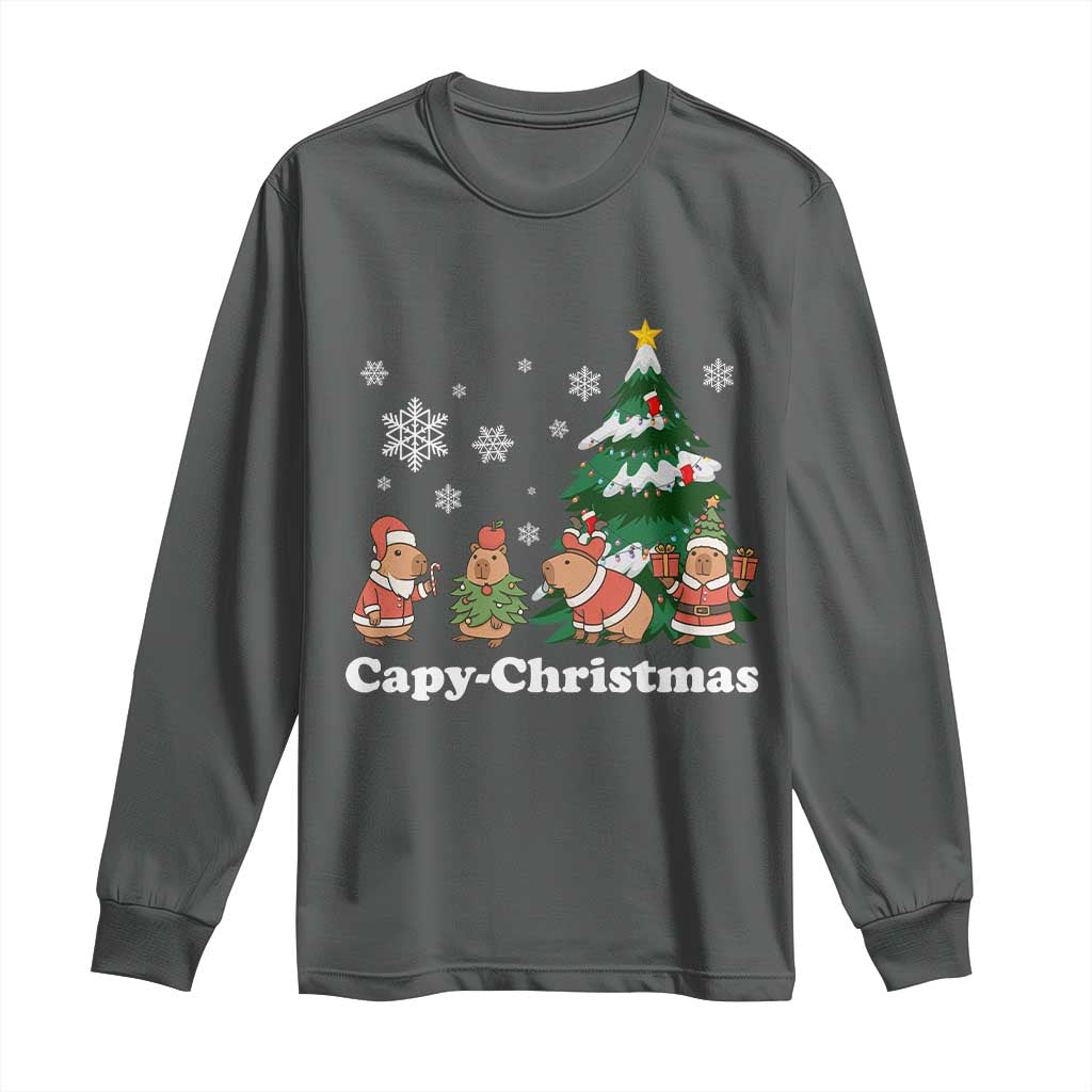 Christmas Capybara Long Sleeve Shirt Funny Capy Xmas Gift Idea - Wonder Print Shop