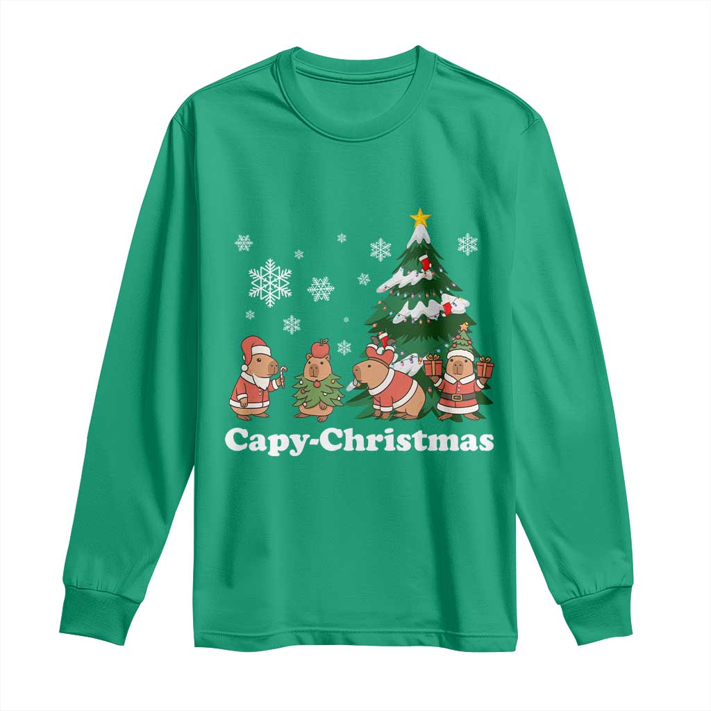 Christmas Capybara Long Sleeve Shirt Funny Capy Xmas Gift Idea - Wonder Print Shop