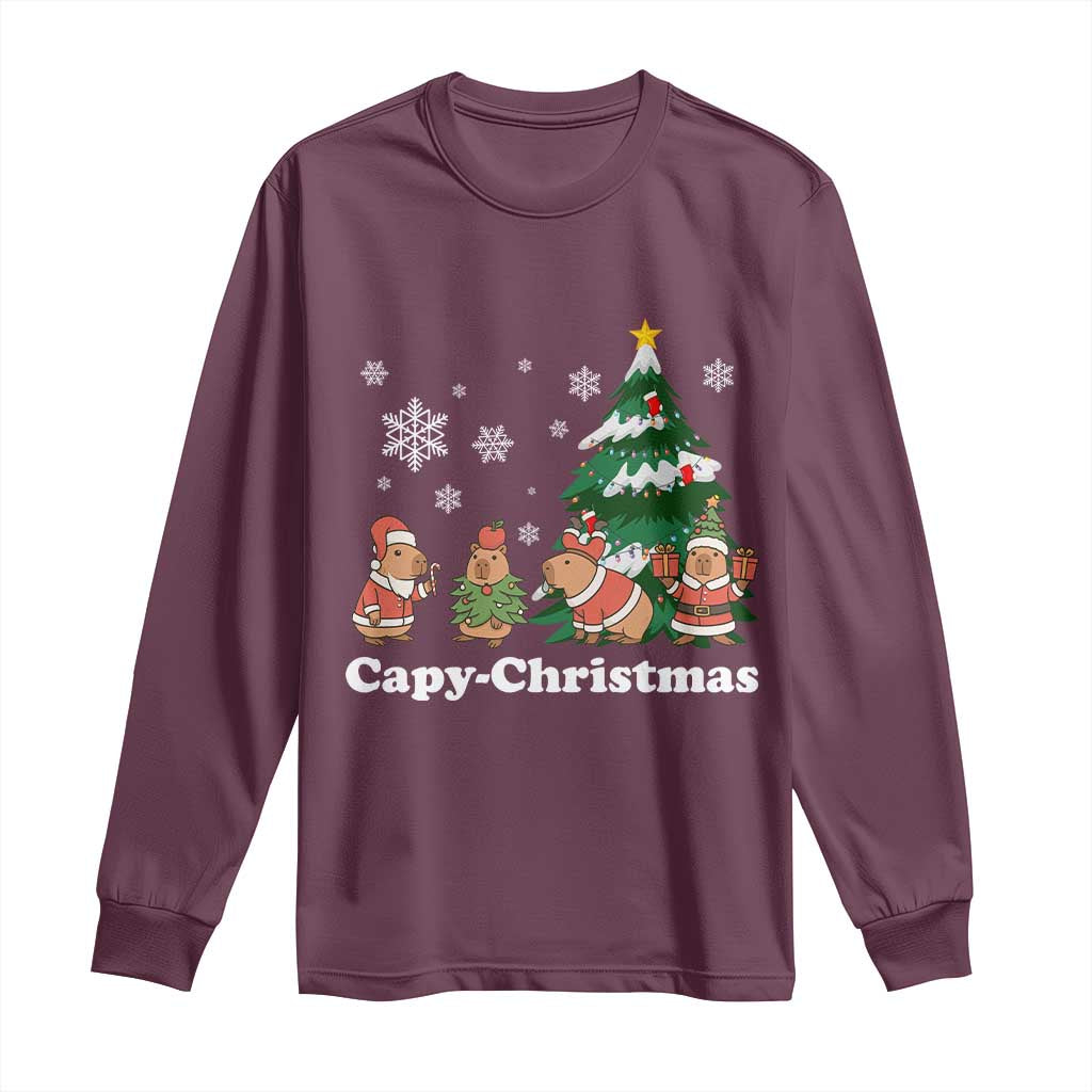 Christmas Capybara Long Sleeve Shirt Funny Capy Xmas Gift Idea - Wonder Print Shop