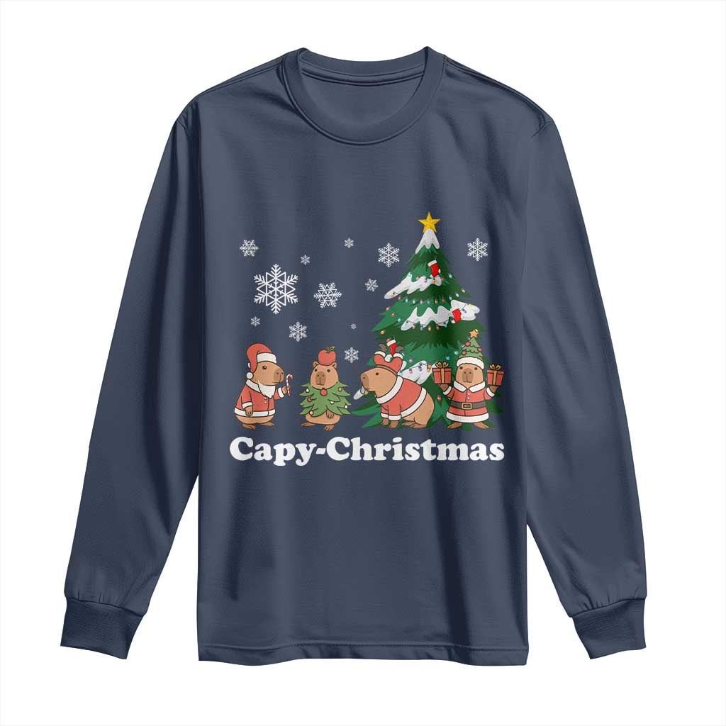 Christmas Capybara Long Sleeve Shirt Funny Capy Xmas Gift Idea - Wonder Print Shop