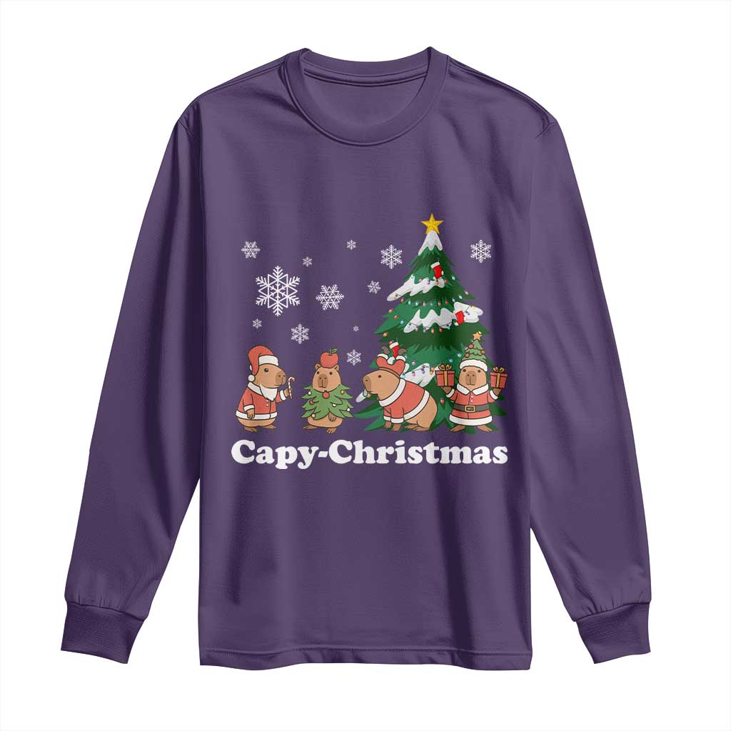 Christmas Capybara Long Sleeve Shirt Funny Capy Xmas Gift Idea - Wonder Print Shop