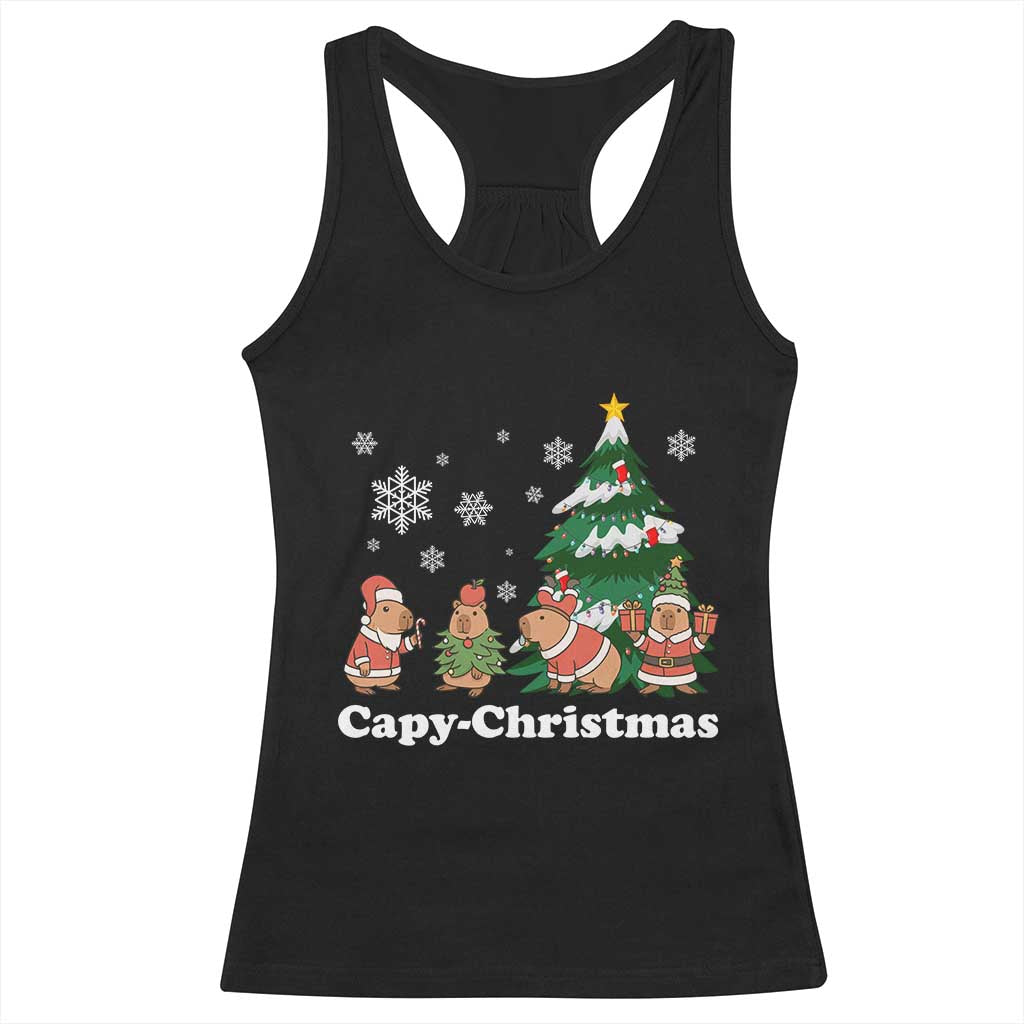Christmas Capybara Racerback Tank Top Funny Capy Xmas Gift Idea - Wonder Print Shop