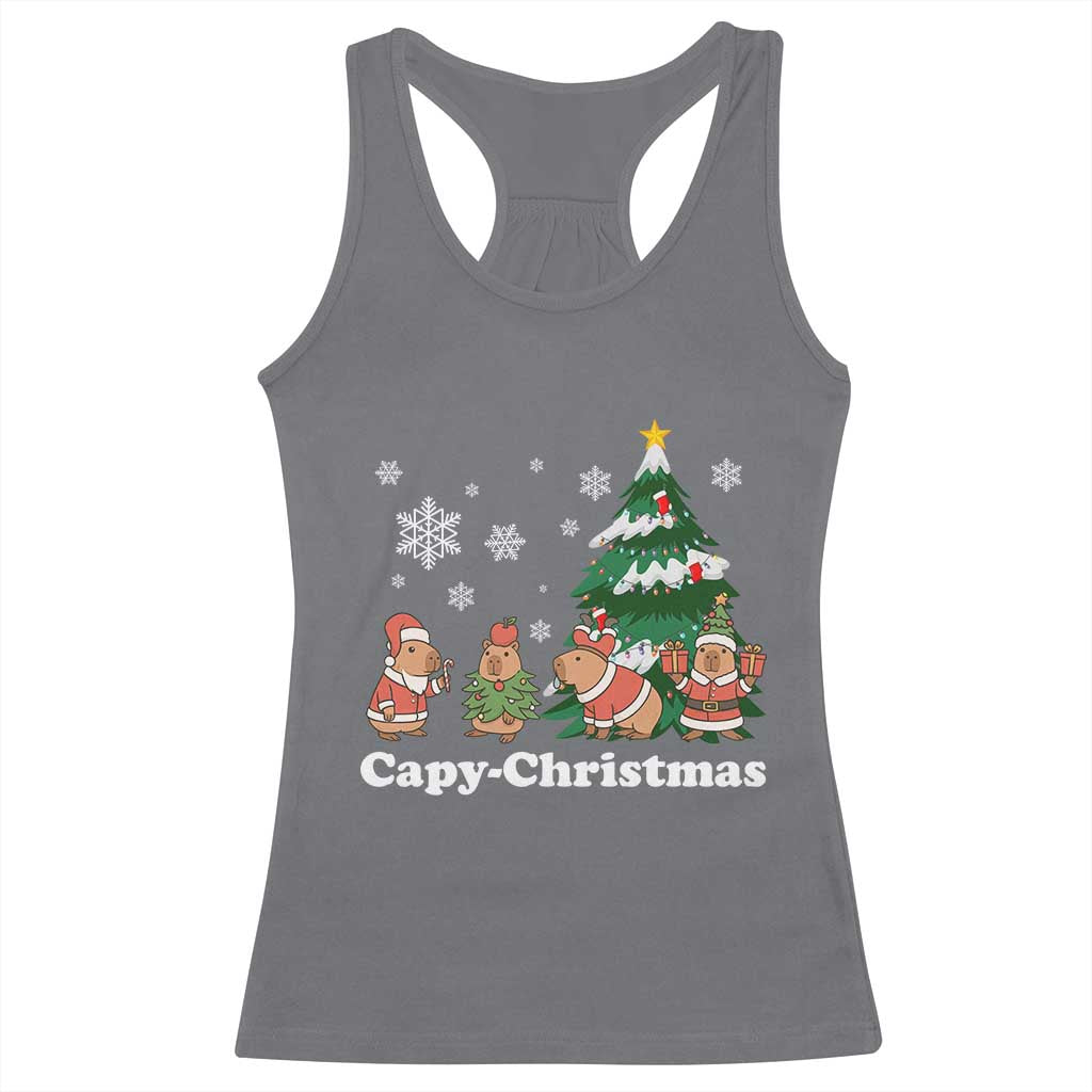 Christmas Capybara Racerback Tank Top Funny Capy Xmas Gift Idea - Wonder Print Shop