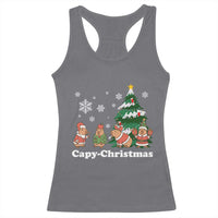 Christmas Capybara Racerback Tank Top Funny Capy Xmas Gift Idea - Wonder Print Shop