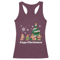 Christmas Capybara Racerback Tank Top Funny Capy Xmas Gift Idea - Wonder Print Shop