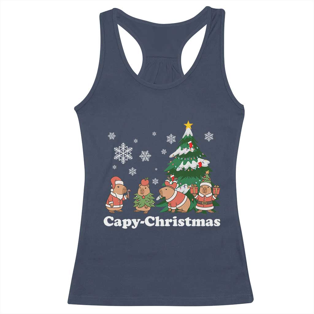 Christmas Capybara Racerback Tank Top Funny Capy Xmas Gift Idea - Wonder Print Shop