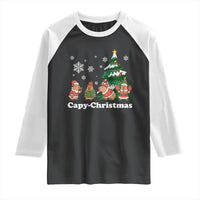 Christmas Capybara Raglan Shirt Funny Capy Xmas Gift Idea - Wonder Print Shop
