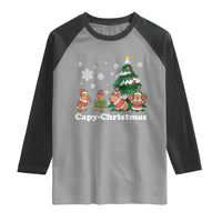 Christmas Capybara Raglan Shirt Funny Capy Xmas Gift Idea - Wonder Print Shop