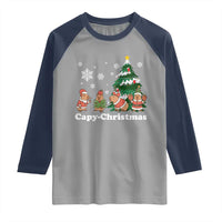 Christmas Capybara Raglan Shirt Funny Capy Xmas Gift Idea - Wonder Print Shop