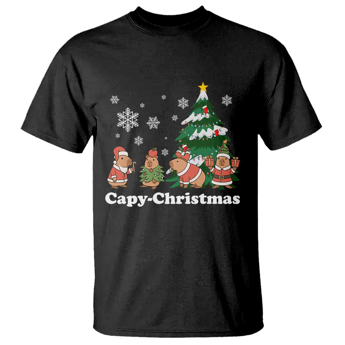Christmas Capybara T Shirt Funny Capy Xmas Gift Idea - Wonder Print Shop