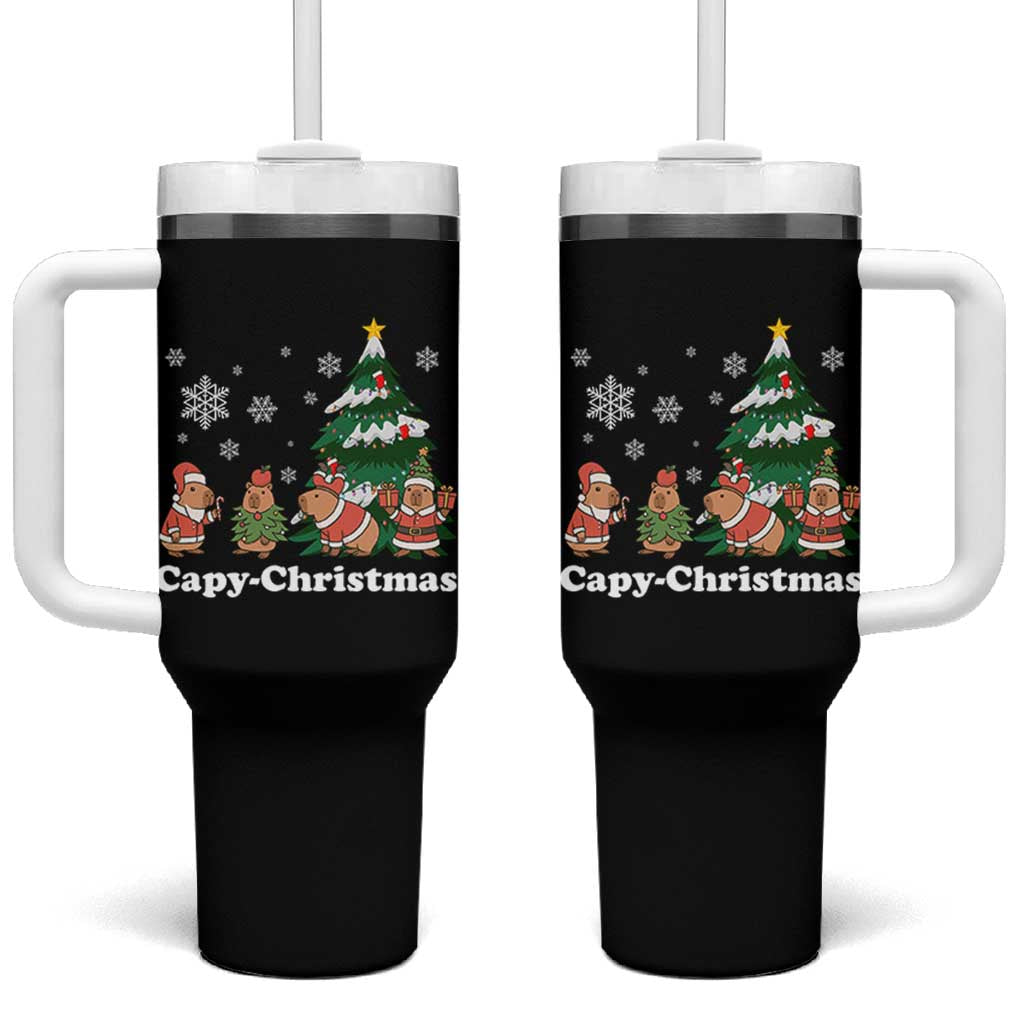 Christmas Capybara Tumbler With Handle Funny Capy Xmas Gift Idea