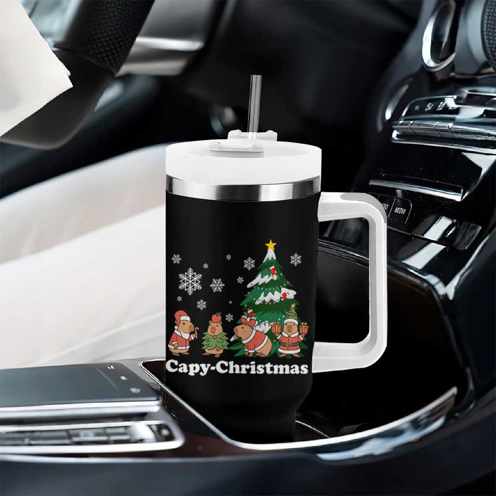 Christmas Capybara Tumbler With Handle Funny Capy Xmas Gift Idea
