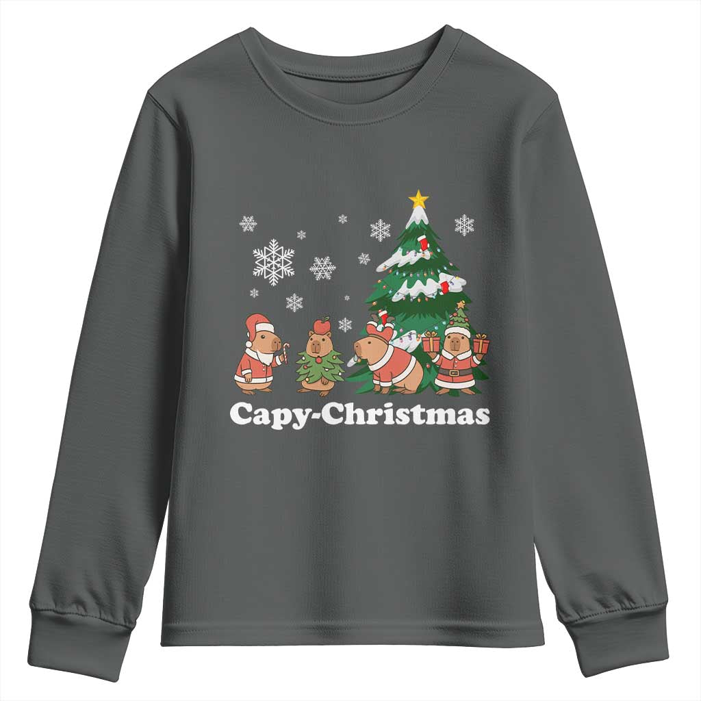 Christmas Capybara Youth Sweatshirt Funny Capy Xmas Gift Idea - Wonder Print Shop