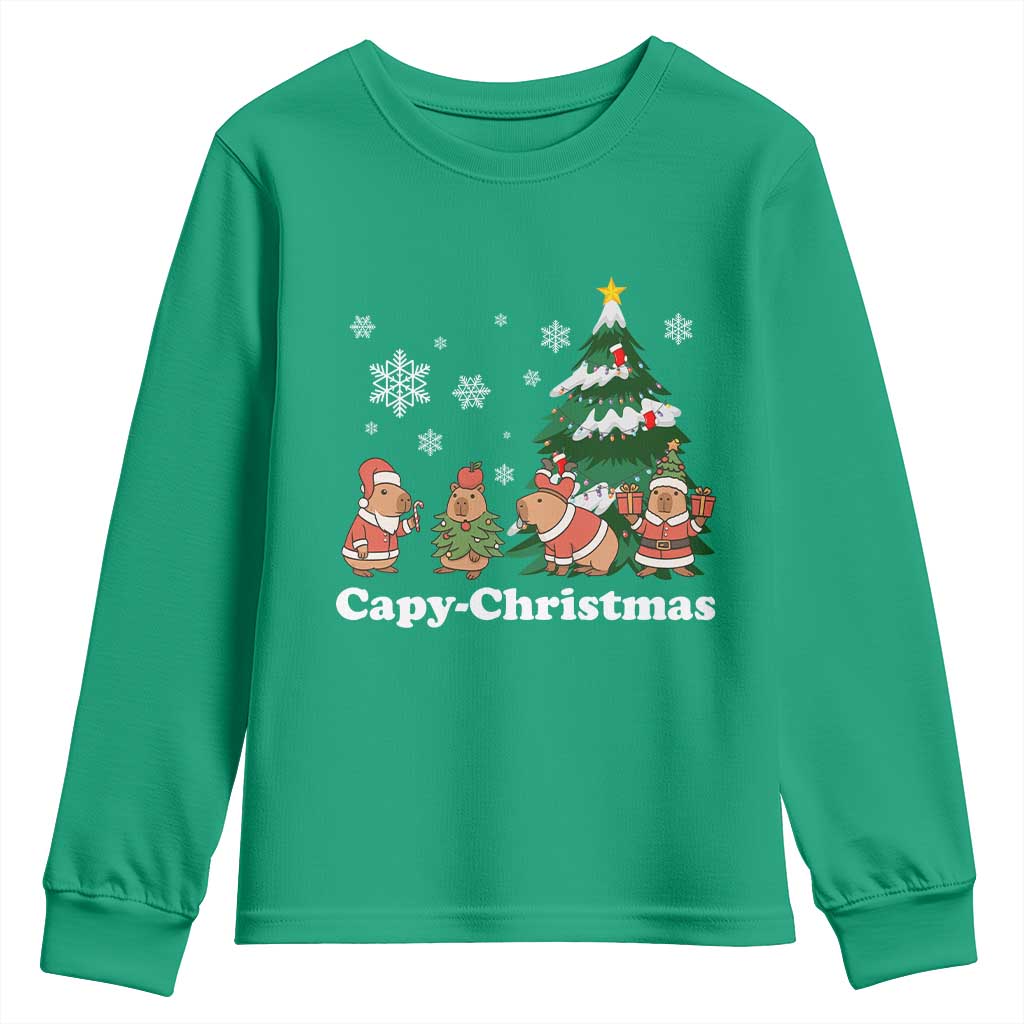 Christmas Capybara Youth Sweatshirt Funny Capy Xmas Gift Idea - Wonder Print Shop