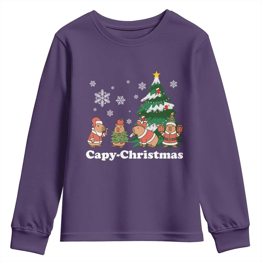 Christmas Capybara Youth Sweatshirt Funny Capy Xmas Gift Idea - Wonder Print Shop
