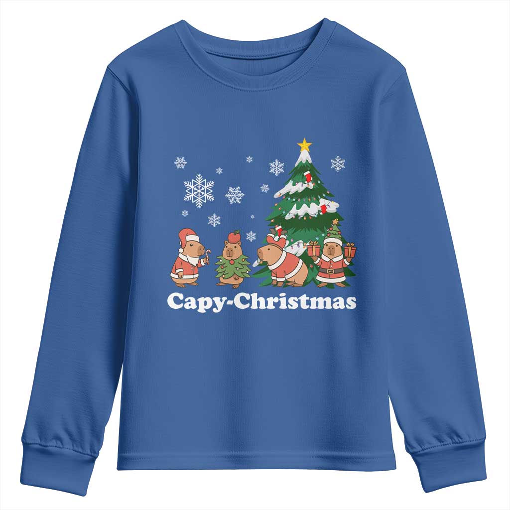 Christmas Capybara Youth Sweatshirt Funny Capy Xmas Gift Idea - Wonder Print Shop